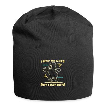 Lustiger Spruch - I may be nuts but I got guts - Jersey Beanie - black - Front