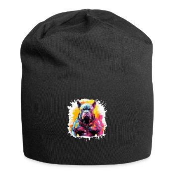 Portrait de chien coloré - Bonnet en jersey - noir - Devant