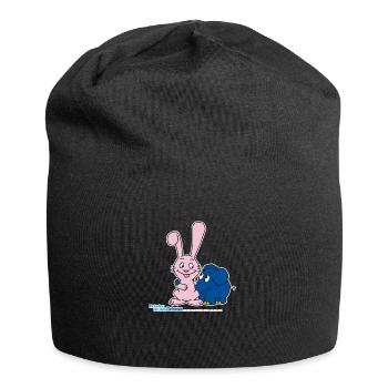 Der Elefant und der Hase - Jersey-Beanie - Schwarz - Vorne