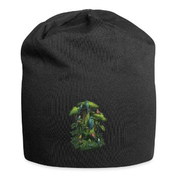 Parrot Bird Macaw Grey Parrot Tree - Jersey Beanie - black - Front