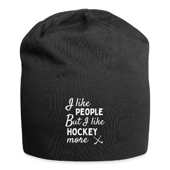 I like people BUT I like hockey more. - Jersey Beanie - black - Front