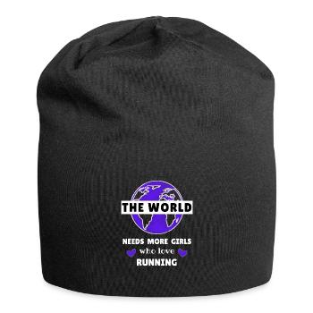 The world needs more girls who love running. - Jersey Beanie - black - Front