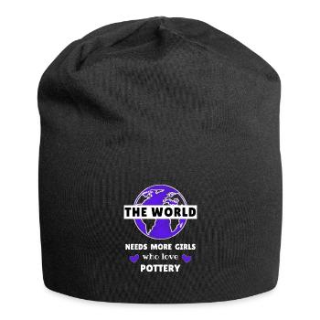 The world needs more girls who love pottery. - Jersey Beanie - black - Front
