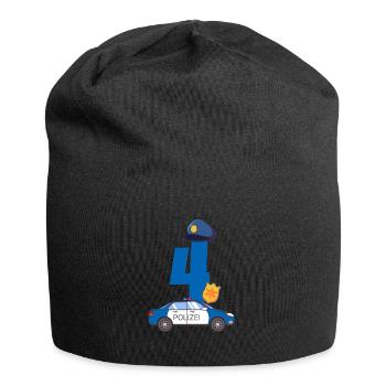 Kindergeburtstag Polizist 4 Jahre Kinder Polizei - Jersey-Beanie - Schwarz - Vorne