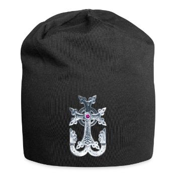 Arménien Croix / Arménien Croix d'Argent métallisé - Bonnet en jersey - noir - Devant