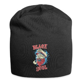SCHWARZE SEELE - Kapitän Totenkopf Bart Geschenk - Jersey-Beanie - Schwarz - Vorne