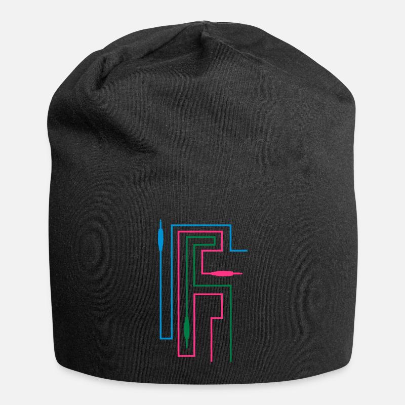 TON TRON - jack plug with cable - Jersey Beanie - black