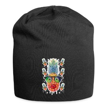 06 Crazy Pineapple in Love Sunglasses funny - Jersey-Beanie - Schwarz - Vorne