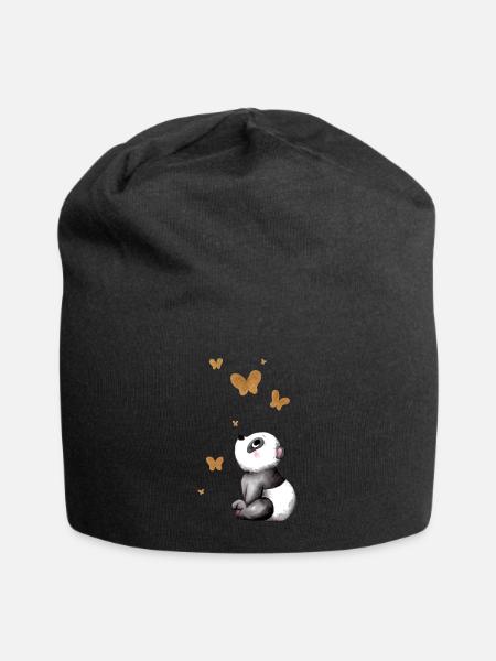 Träumender Comic Panda - Jersey-Beanie - Schwarz