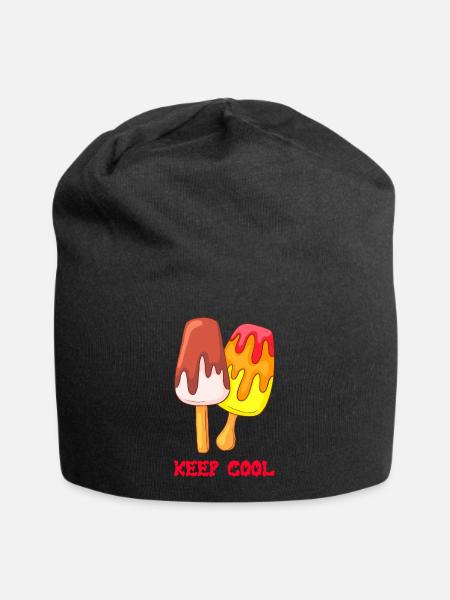 Crème glacée crème glacée crème glacée boule de glace crème glacée - Bonnet en jersey - noir