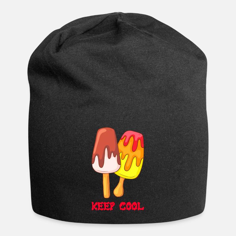 Eis Speiseeis Eiskrem Eiscreme Kugeleis Eisbecher - Jersey-Beanie - Schwarz