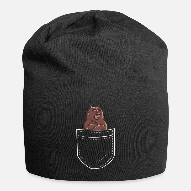Grumpy Bär Brusttasche Pocket Animal Geschenk - Jersey-Beanie - Schwarz