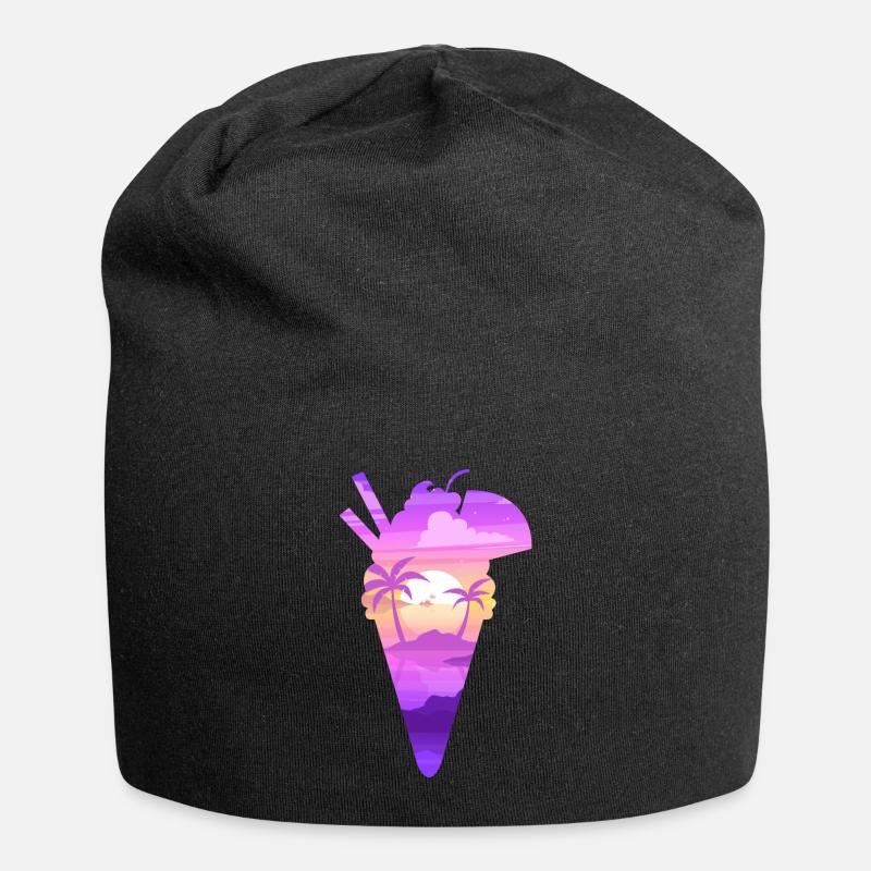 Silhouette Ice Cone Beach Landscape - Jersey Beanie - black