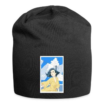 Frau mit gelben Kleid - Jersey-Beanie - Schwarz - Vorne