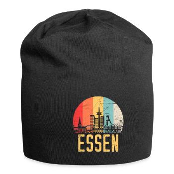 Essen Skyline Silhouette 80er Retro Vintage - Jersey-Beanie - Schwarz - Vorne