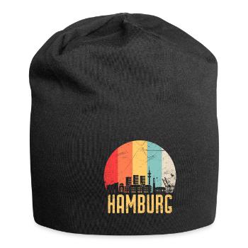 Hamburg Skyline Silhouette 80er Retro Vintage - Jersey-Beanie - Schwarz - Vorne