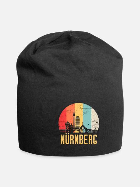 Nürnberg Skyline Silhouette 80er Retro Vintage - Jersey-Beanie - Schwarz