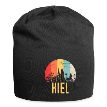 Kiel Skyline Silhouette 80er Retro Vintage - Jersey-Beanie - Schwarz - Vorne