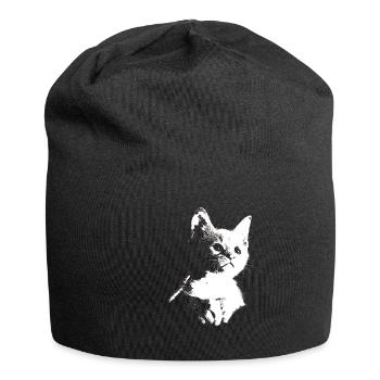 Chaton, chat, miaou, miaou, silhouette - Bonnet en jersey - noir - Devant