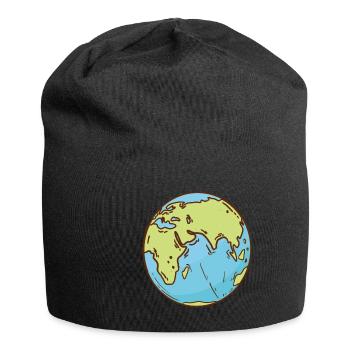 Weltkarte Erde Globus Erdkugel Symbol Kontinente - Jersey-Beanie - Schwarz - Vorne