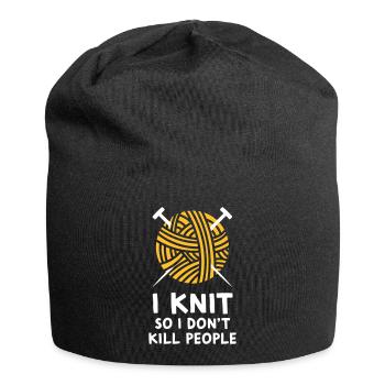 I knit so I don't kill people - Jersey Beanie - black - Front