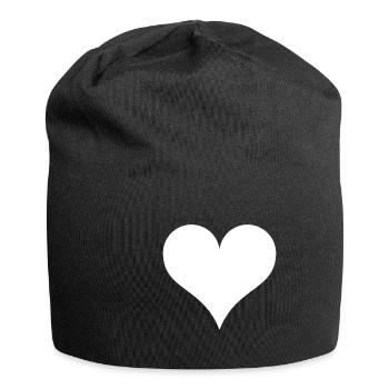 Cœur Blanc - Bonnet en jersey - noir - Devant