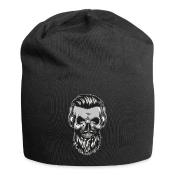 Hipster skull with beard and headphones - Jersey Beanie - black - Front
