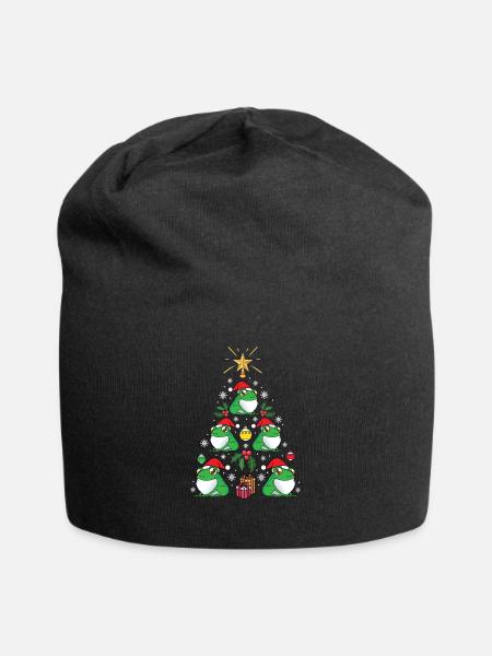 Lustiger Frosch-Weihnachtsbaum-Tierliebhaber-Feiertag - Jersey-Beanie - Schwarz