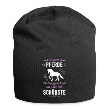 Netter Stall Spruch, Pferde Geschenk - Jersey-Beanie - Schwarz - Vorne
