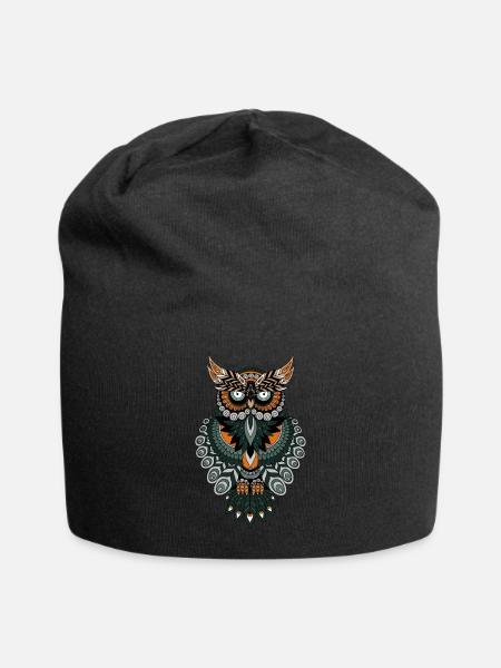 Eule - Jersey-Beanie - Schwarz
