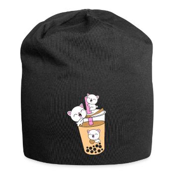 Boba Tea Bubble Tea Cat Kittens - Jersey Beanie - black - Front