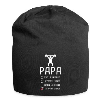 Papa musclé musculation fête des pères muscu - Bonnet en jersey - noir - Devant