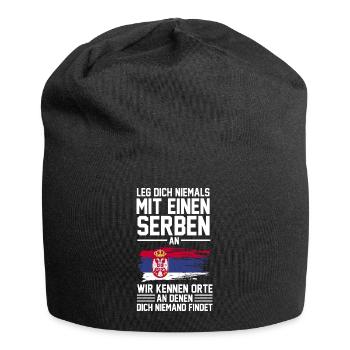 Belgrad Serbe Serbin Serben Serbisch Serbien Gesch - Jersey-Beanie - Schwarz - Vorne