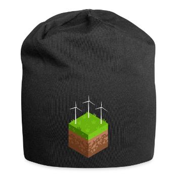 Energiewende mit Windrad - Jersey-Beanie - Schwarz - Vorne
