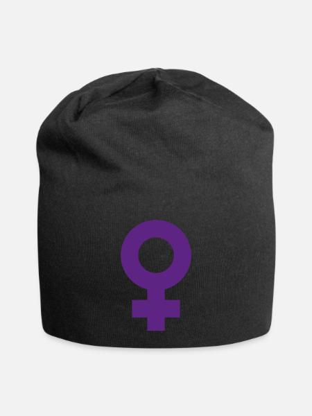 Setz ein Zeichen: Frauenpower - Jersey-Beanie - Schwarz