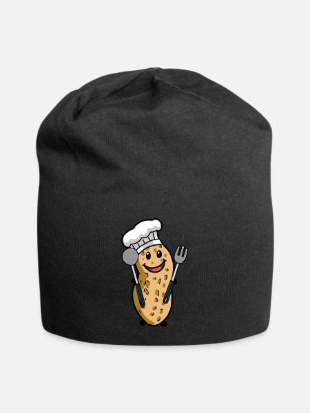 Koch Erdnuss Gourmet Kochkunst Hobbykoch Nuss - Jersey-Beanie - Schwarz