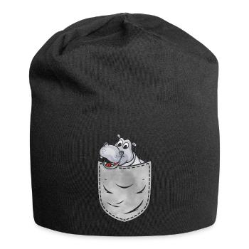 Nilpferd In Der Tasche Tier Brusttasche Nilpferd - Jersey-Beanie - Schwarz - Vorne