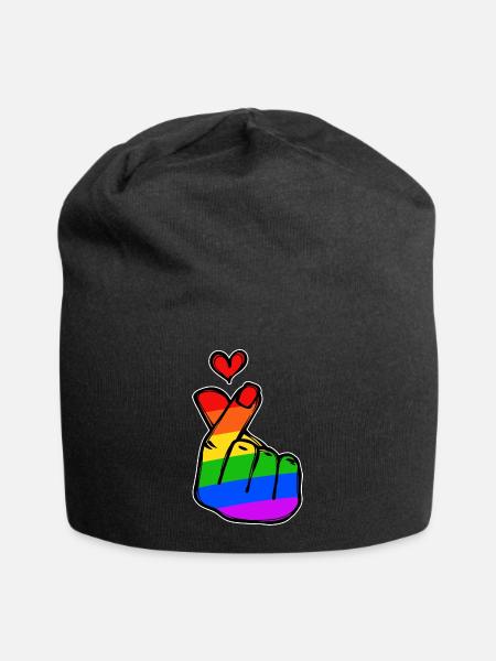 Frieden Herz Liebe Regenbogen Friedensbewegung - Jersey-Beanie - Schwarz