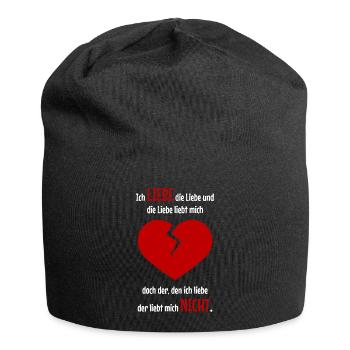 Herzschmerz für ihn - Jersey-Beanie - Schwarz - Vorne