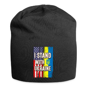 Je me tiens avec ukraine drapeau américain - Bonnet en jersey - noir - Devant
