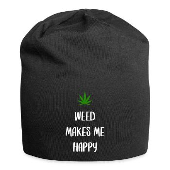 weed macht mich glücklich Cannabis Marihuana - Jersey-Beanie - Schwarz - Vorne