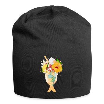 tropischer Cocktail serviert in einer Fischflosse - Jersey-Beanie - Schwarz - Vorne