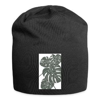 Monstera digital Art grün/weiß - Jersey-Beanie - Schwarz - Vorne