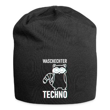 Trippy Techno Waschbär - Waschechter Techno - Jersey-Beanie - Schwarz - Vorne