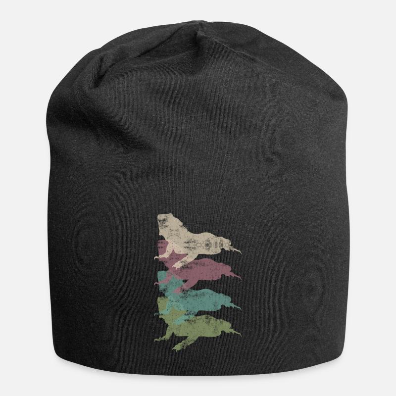 Retro Eidechse Echse - Jersey-Beanie - Schwarz