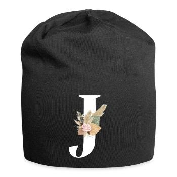 lettre J fleuris - Bonnet en jersey - noir - Devant