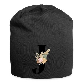 lettre J fleuris - Bonnet en jersey - noir - Devant