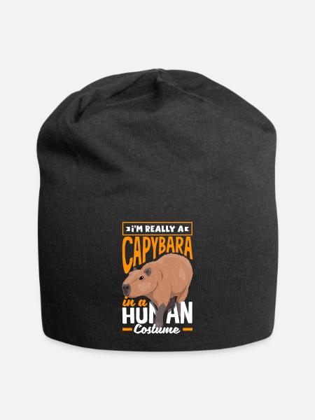 Capybara Nagetier Ich bin wirklich ein Capybara in einem Menschen - Jersey-Beanie - Schwarz