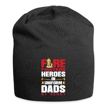 Firefighters Heroes in Uniform Dads at Heart - Jersey Beanie - black - Front
