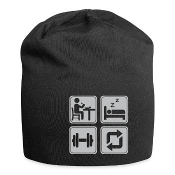 Bodybuilder Kraftsport Fitness Motiv - Jersey-Beanie - Schwarz - Vorne